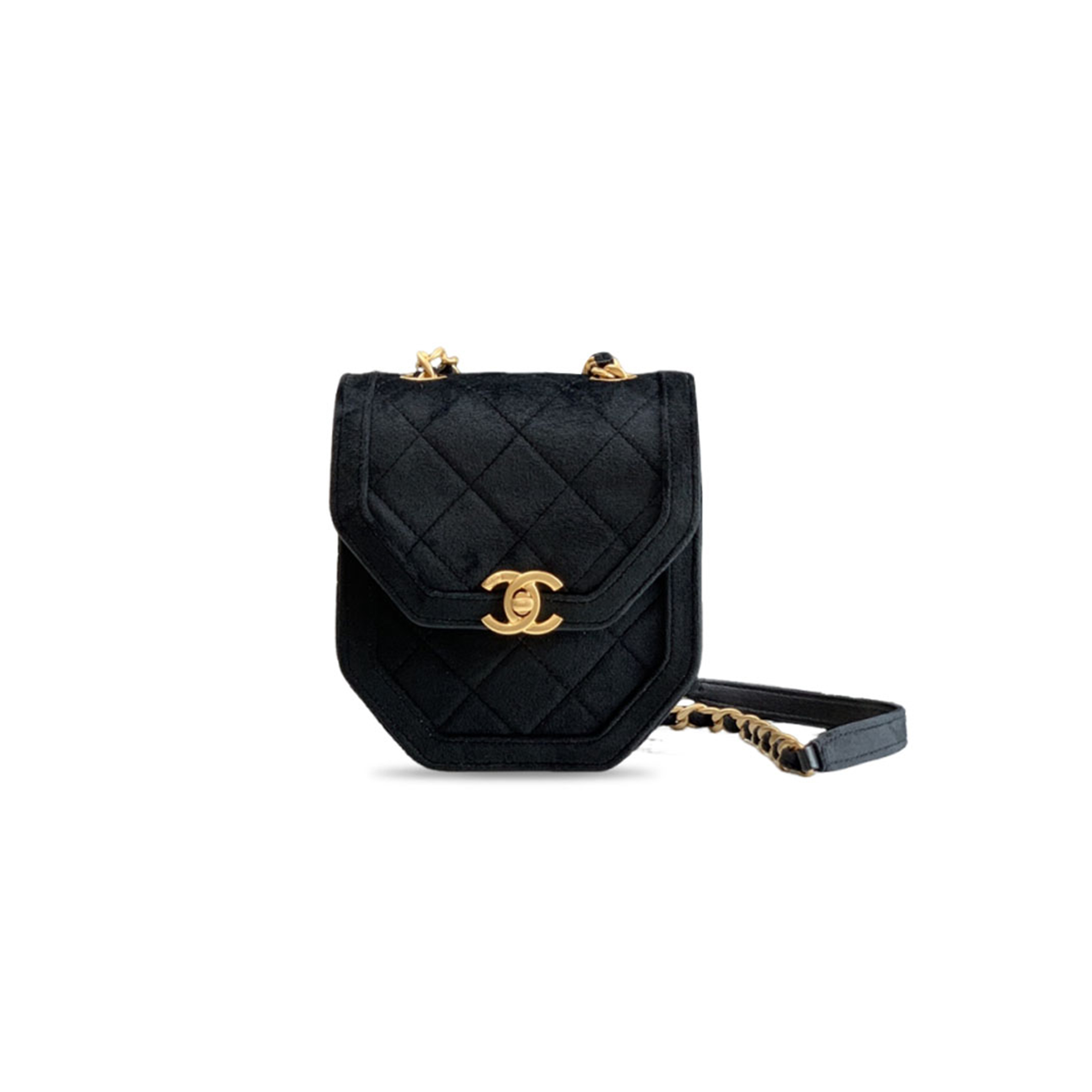 CHANEL MASTER BLACK MINI QUILTED VELVET PLACE (18*16*6cm) 
